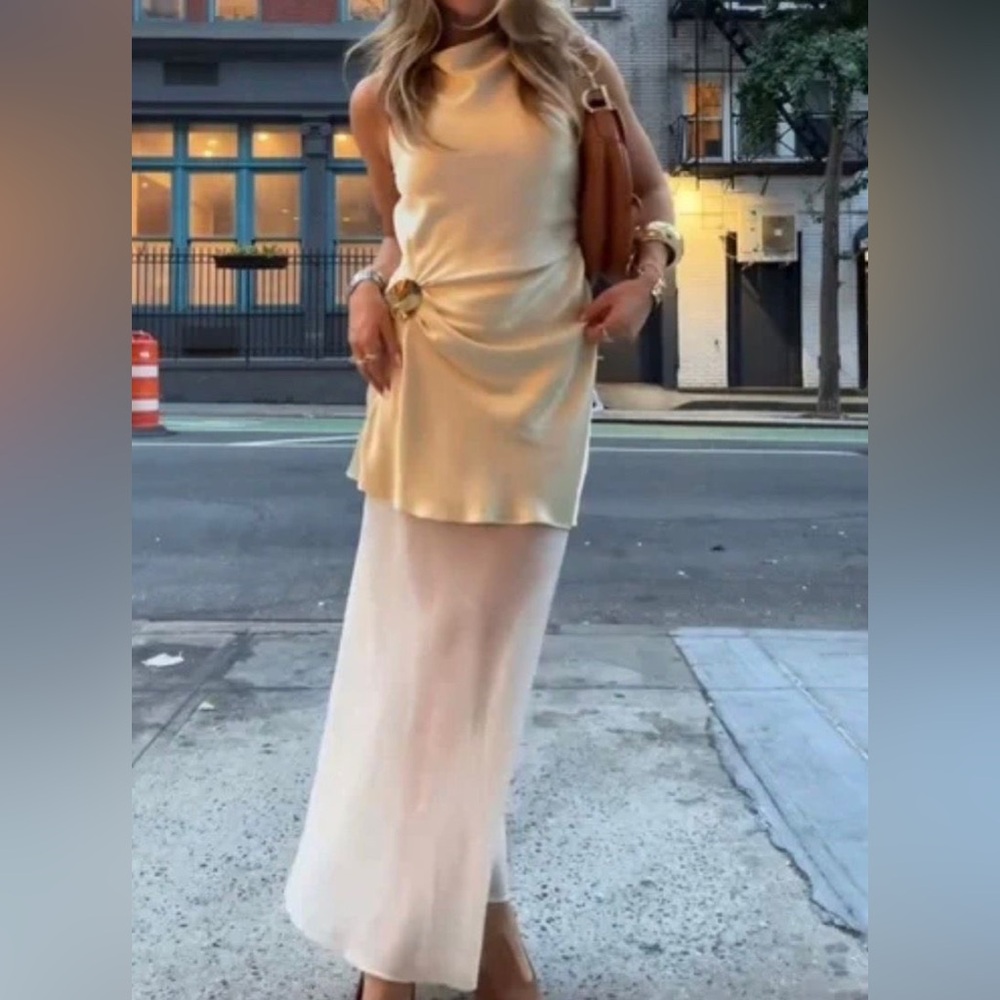 Reformation Logan Silk Dress in Blonde size 4 NWT